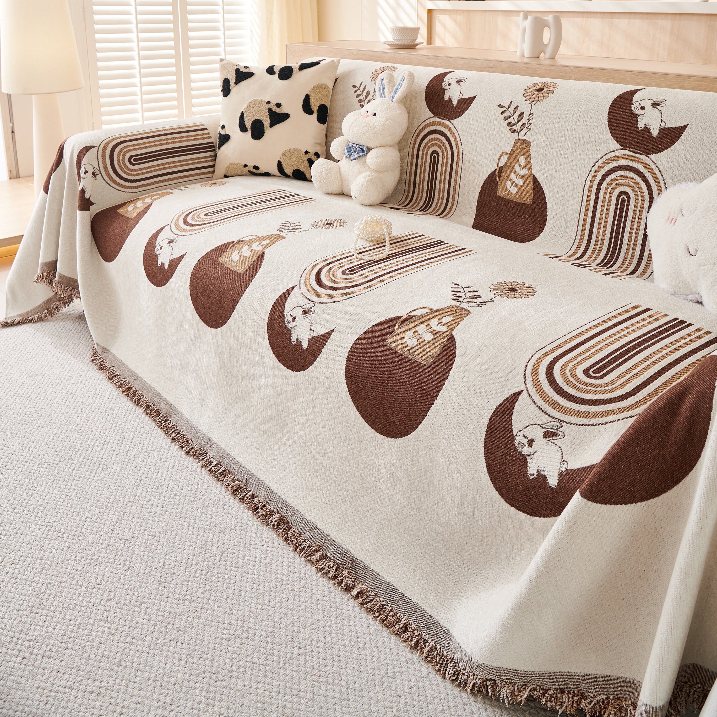 Decorative Throw Blankets for Couch Reversible Chenille Furniture Throw Covers for Sectional Sofa