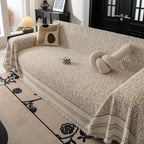 Textured Woven Furniture Protector for Couch, Rustic Farmhouse Sofa Throw Blanket