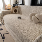 Textured Woven Furniture Protector for Couch, Rustic Farmhouse Sofa Throw Blanket
