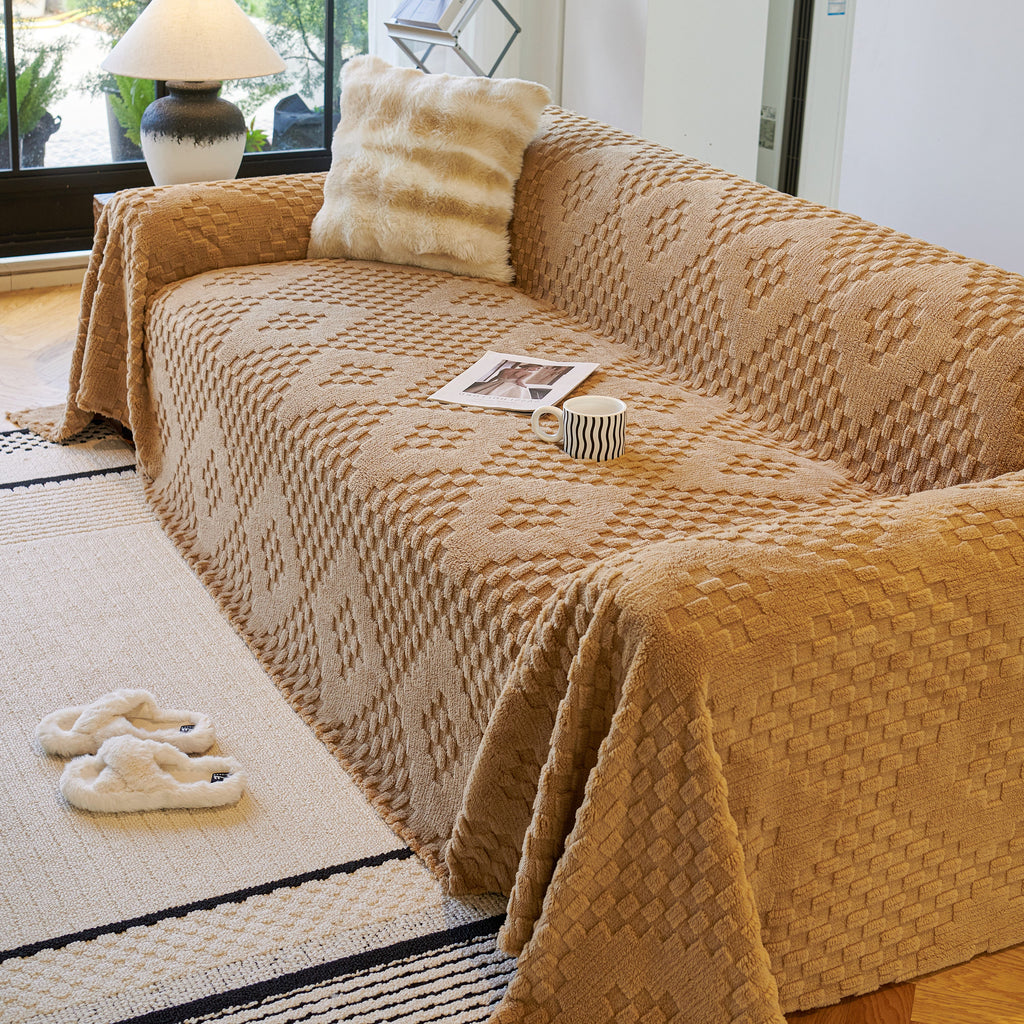 Thickened 3D Plush Premium Living Spaces Couch Covers Soft and Warm Couch Protector Blanket