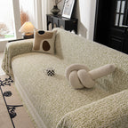 Textured Woven Furniture Protector for Couch, Rustic Farmhouse Sofa Throw Blanket