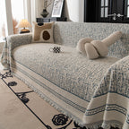 Textured Woven Furniture Protector for Couch, Rustic Farmhouse Sofa Throw Blanket