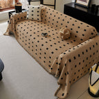 Sofa Throw Blanket with Woven Geometric Pattern & Tassels, Soft & Thick Couch Cover