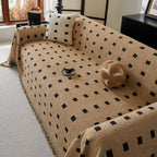Sofa Throw Blanket with Woven Geometric Pattern & Tassels, Soft & Thick Couch Cover