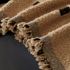 Sofa Throw Blanket with Woven Geometric Pattern & Tassels, Soft & Thick Couch Cover
