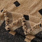 Sofa Throw Blanket with Woven Geometric Pattern & Tassels, Soft & Thick Couch Cover