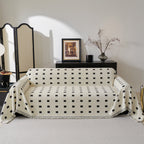 Sofa Throw Blanket with Woven Geometric Pattern & Tassels, Soft & Thick Couch Cover