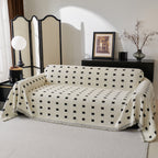 Sofa Throw Blanket with Woven Geometric Pattern & Tassels, Soft & Thick Couch Cover