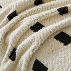 Sofa Throw Blanket with Woven Geometric Pattern & Tassels, Soft & Thick Couch Cover