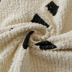 Sofa Throw Blanket with Woven Geometric Pattern & Tassels, Soft & Thick Couch Cover