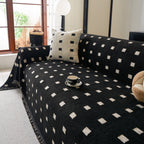 Sofa Throw Blanket with Woven Geometric Pattern & Tassels, Soft & Thick Couch Cover