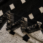 Sofa Throw Blanket with Woven Geometric Pattern & Tassels, Soft & Thick Couch Cover