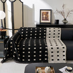 Sofa Throw Blanket with Woven Geometric Pattern & Tassels, Soft & Thick Couch Cover