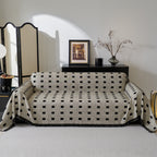 Sofa Throw Blanket with Woven Geometric Pattern & Tassels, Soft & Thick Couch Cover