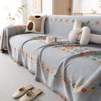 Bohemian Geometric Sofa Throw Cover, Cozy & Protective Ethnic-Inspired Couch Cover
