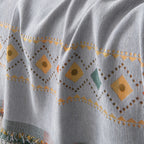 Bohemian Geometric Sofa Throw Cover, Cozy & Protective Ethnic-Inspired Couch Cover