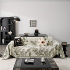 Modern Minimalist Chenille Willow Leaf Pattern Couch Cover Blanket, Luxurious Blankets for The Sofa