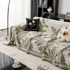Modern Minimalist Chenille Willow Leaf Pattern Couch Cover Blanket, Luxurious Blankets for The Sofa