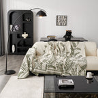 Modern Minimalist Chenille Willow Leaf Pattern Couch Cover Blanket, Luxurious Blankets for The Sofa