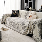 Modern Minimalist Chenille Willow Leaf Pattern Couch Cover Blanket, Luxurious Blankets for The Sofa
