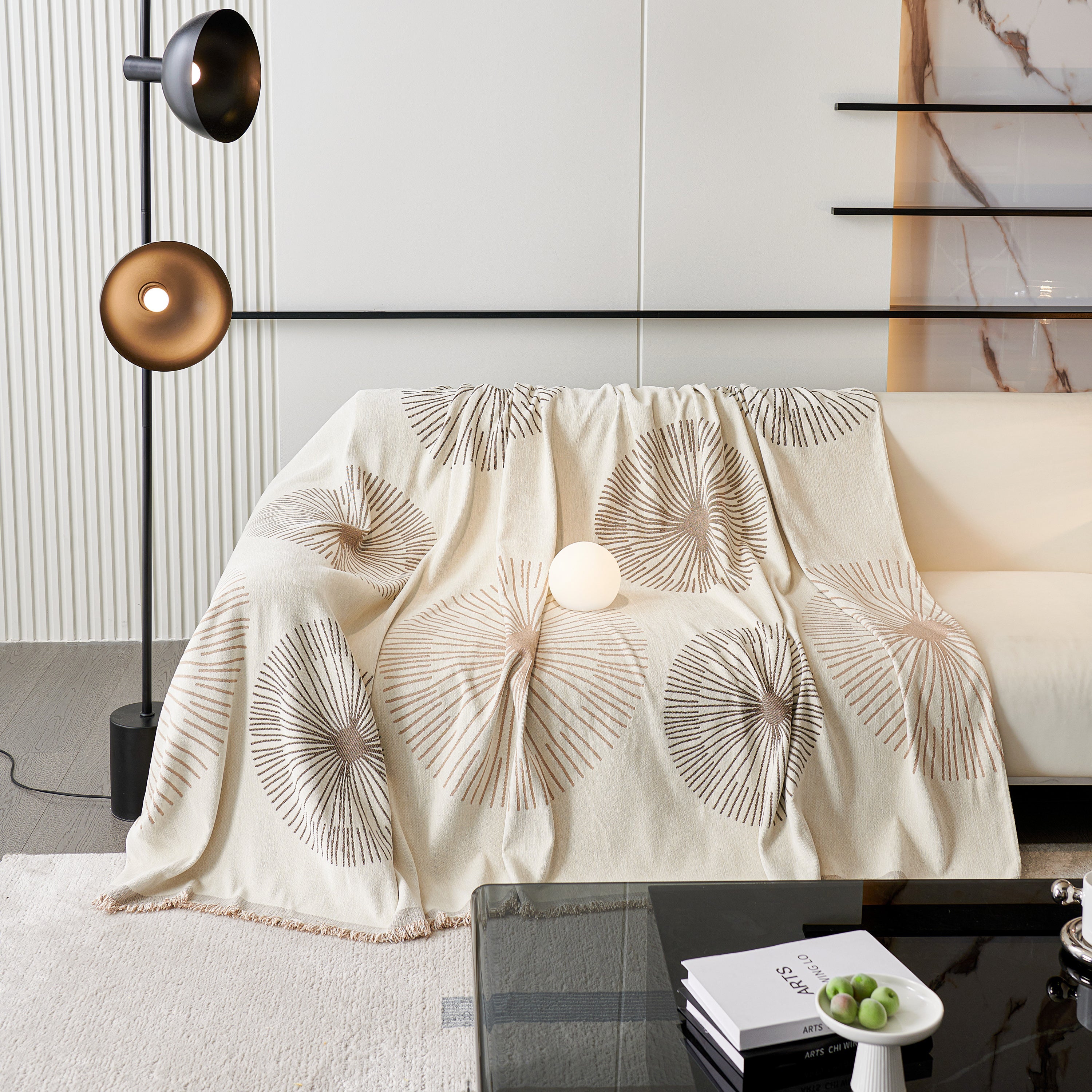 Dandelion Reversible Striped Couch Throw Cover for Living Room Pet Sofa Slipcovers Couch Protector