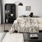 Modern Minimalist Chenille Willow Leaf Pattern Couch Cover Blanket, Luxurious Blankets for The Sofa