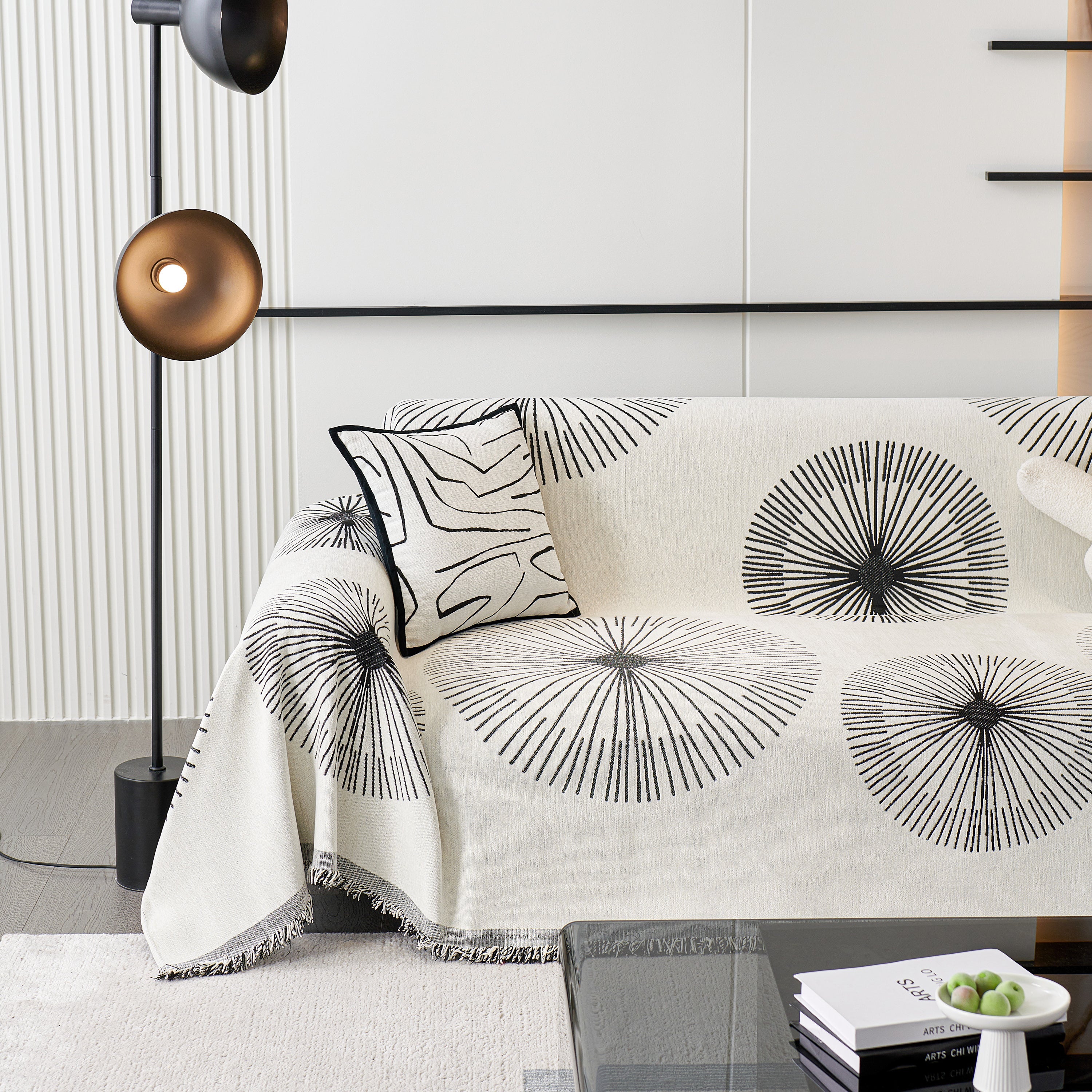 Dandelion Reversible Striped Couch Throw Cover for Living Room Pet Sofa Slipcovers Couch Protector
