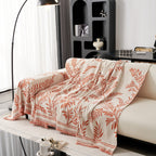 Modern Minimalist Chenille Willow Leaf Pattern Couch Cover Blanket, Luxurious Blankets for The Sofa