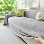Embossed Leaf Pattern Sofa Cover Blanket for Couch, Soft Cooling Textured Couch Cover
