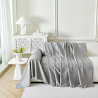 Embossed Leaf Pattern Sofa Cover Blanket for Couch, Soft Cooling Textured Couch Cover