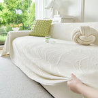 Embossed Leaf Pattern Sofa Cover Blanket for Couch, Soft Cooling Textured Couch Cover
