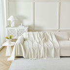 Embossed Leaf Pattern Sofa Cover Blanket for Couch, Soft Cooling Textured Couch Cover