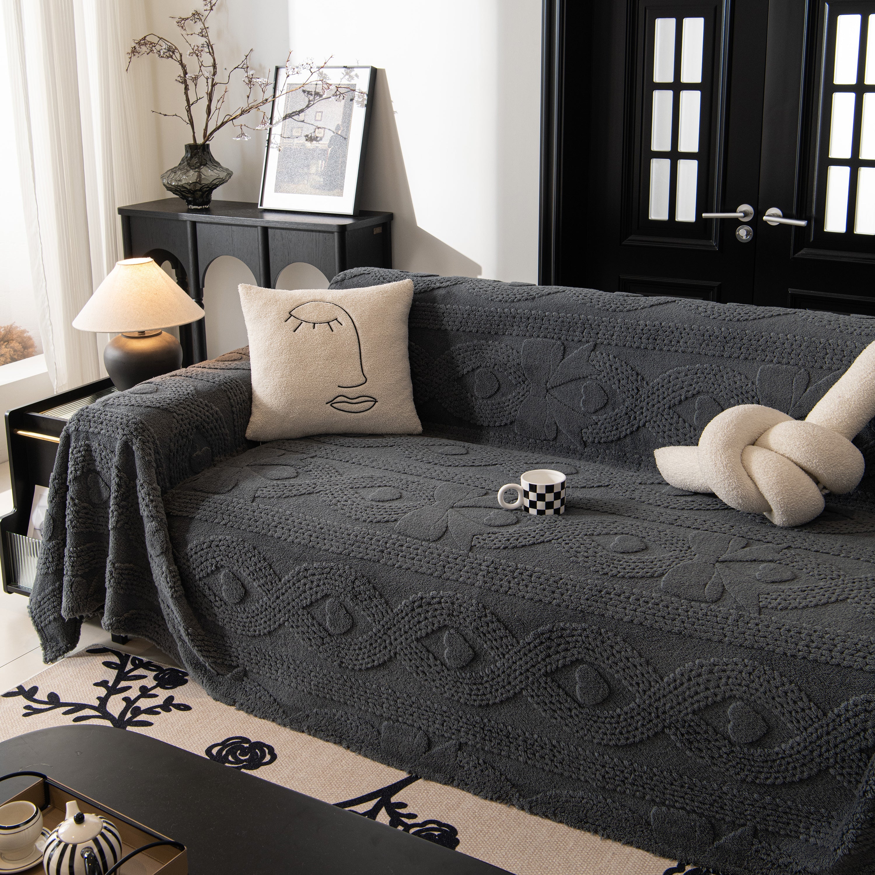 Soft Plush Fleece Throw Blanket for Couch Solid Cute Warm Couch Cover Blanket for Winter