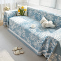 Floral Symphony Couch Throw Cover with Tassel, Chenille Sofa Cover with Leafy Melodies for Sectional