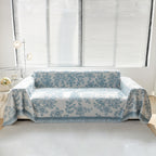 Floral Symphony Couch Throw Cover with Tassel, Chenille Sofa Cover with Leafy Melodies for Sectional
