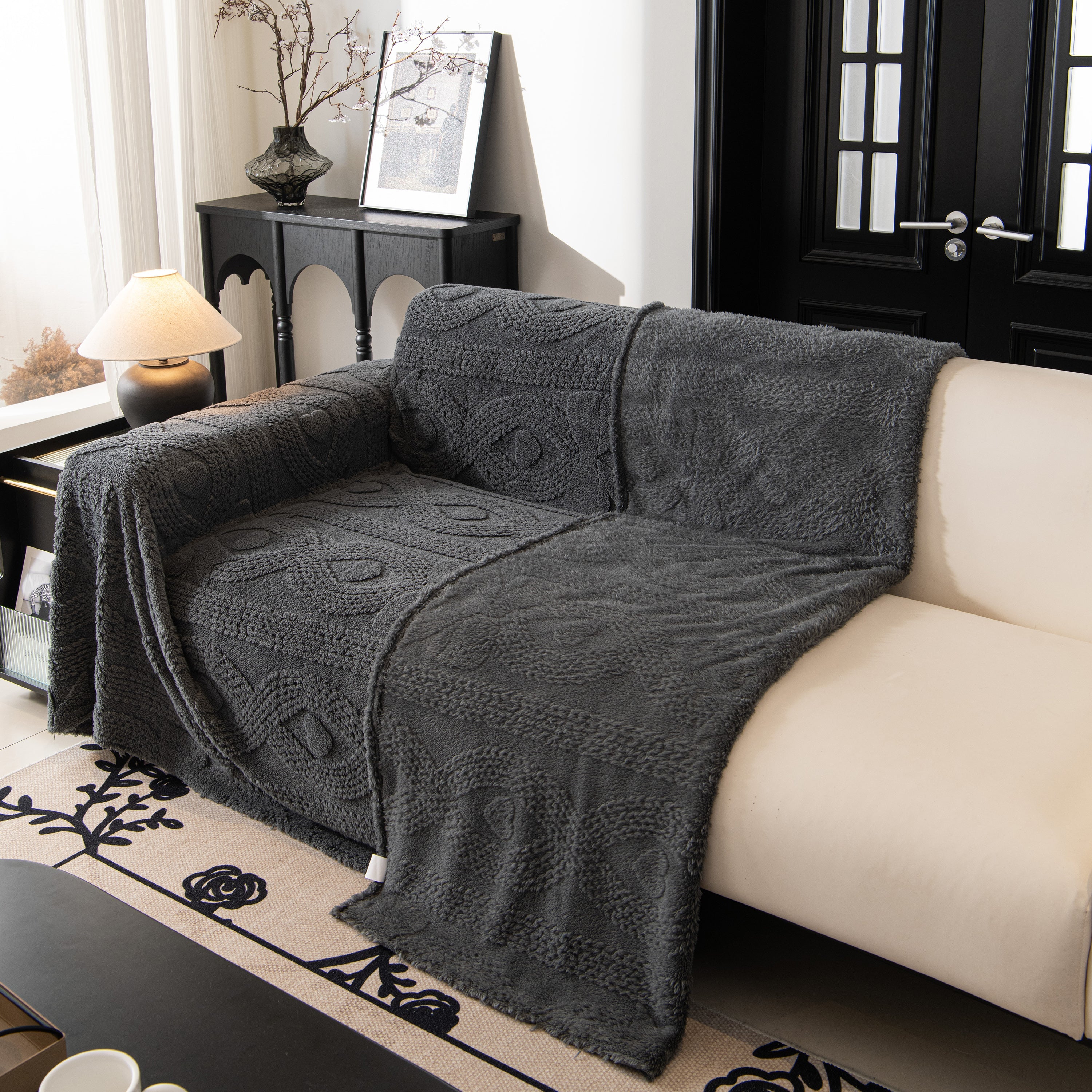 Soft Plush Fleece Throw Blanket for Couch Solid Cute Warm Couch Cover Blanket for Winter