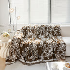 Floral Symphony Couch Throw Cover with Tassel, Chenille Sofa Cover with Leafy Melodies for Sectional