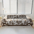 Floral Symphony Couch Throw Cover with Tassel, Chenille Sofa Cover with Leafy Melodies for Sectional