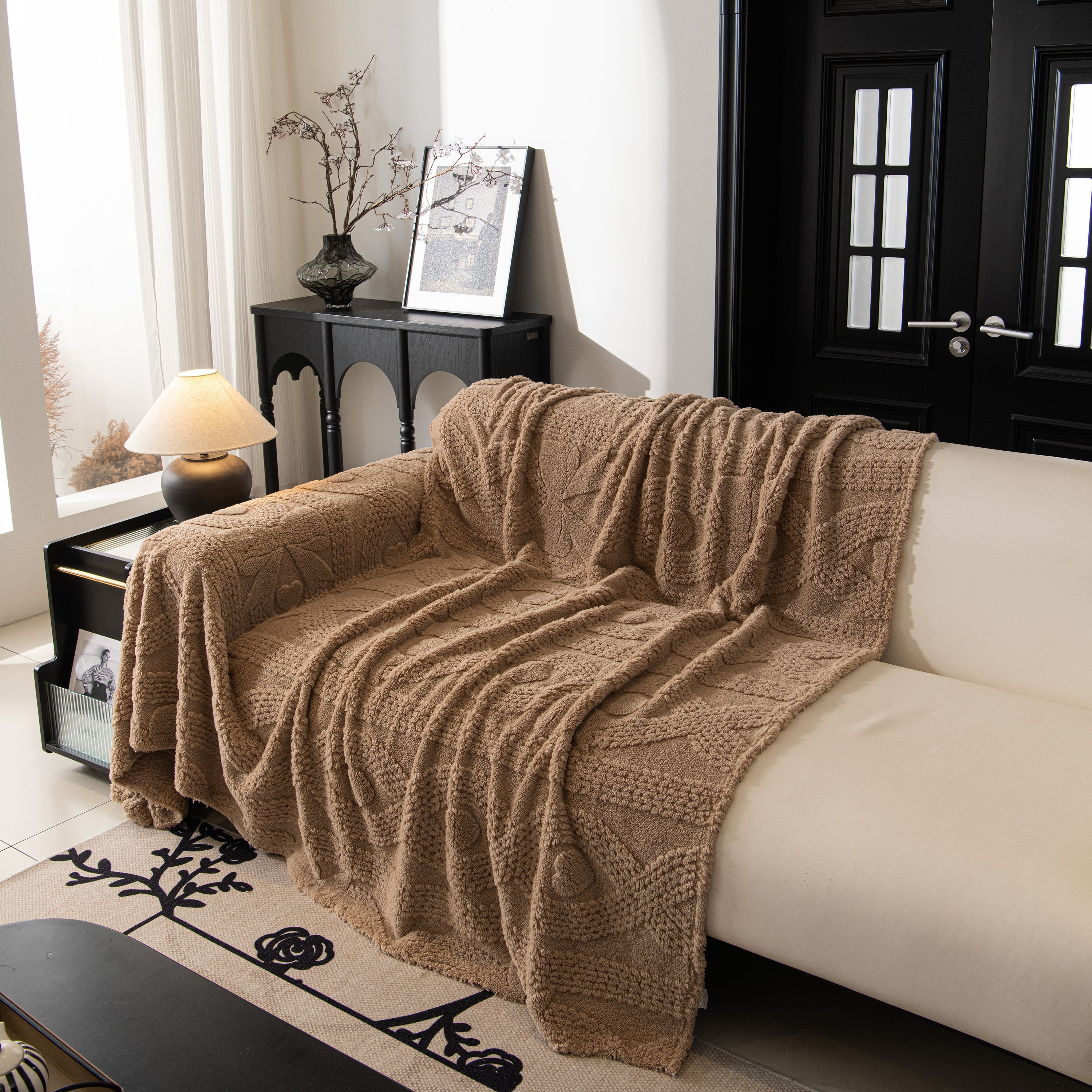 Soft Plush Fleece Throw Blanket for Couch Solid Cute Warm Couch Cover Blanket for Winter