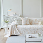 Plush Faux Fur Warm Sofa Cover with Waves Jacquard Textured Throw Blankets for Couch