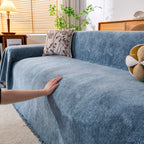 Cozy Textured Couch Protector with Fringe, Universal Soft Slipcover for Couch Sofa Bed