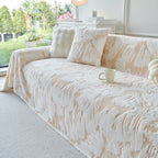 Plush Faux Fur Warm Sofa Cover with Waves Jacquard Textured Throw Blankets for Couch