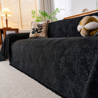 Cozy Textured Couch Protector with Fringe, Universal Soft Slipcover for Couch Sofa Bed