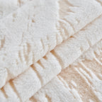 Plush Faux Fur Warm Sofa Cover with Waves Jacquard Textured Throw Blankets for Couch