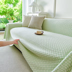 Fresh Geometric Sofa Throw Cover, Modern Textured Breathable Couch Protector Blanket