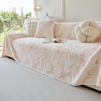 Plush Faux Fur Warm Sofa Cover with Waves Jacquard Textured Throw Blankets for Couch