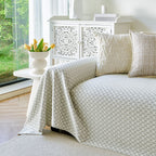 Fresh Geometric Sofa Throw Cover, Modern Textured Breathable Couch Protector Blanket