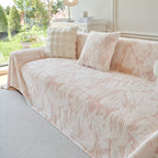 Plush Faux Fur Warm Sofa Cover with Waves Jacquard Textured Throw Blankets for Couch