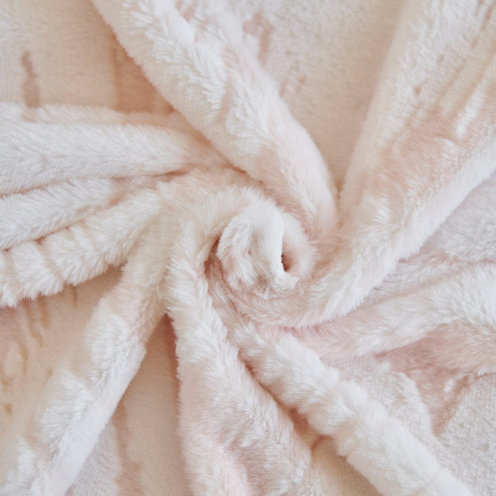 Plush Faux Fur Warm Sofa Cover with Waves Jacquard Textured Throw Blankets for Couch