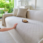 Cooling Ice Silk Soft Sofa Cover Blanket, Woven Geometric Textured Modern Couch Cover